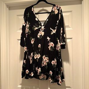 Black Dress w/ Pink Floral Print M